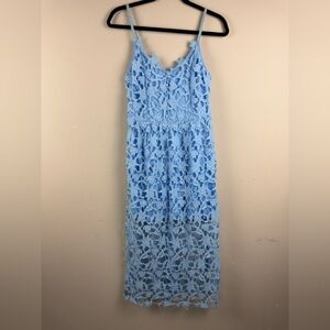 Elegant Blue Lace Dress Midi